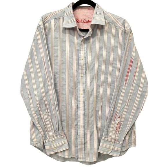 Robert Graham Pink Striped Long‎ Sleeve Buttoned Down Shirt Men’s XL - Picture 1 of 6